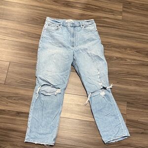 Abercrombie Light Wash Distressed Women’s Jeans - Casual Relaxed Fit